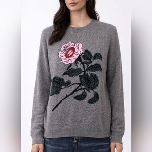 Gray Floral Valentino, Wool Cashmere Sweater, NWT, sizs XL